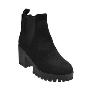 Chunky Black Platform Chelsea Boots Womens 8 Lug Sole Heeled Ankle Booties